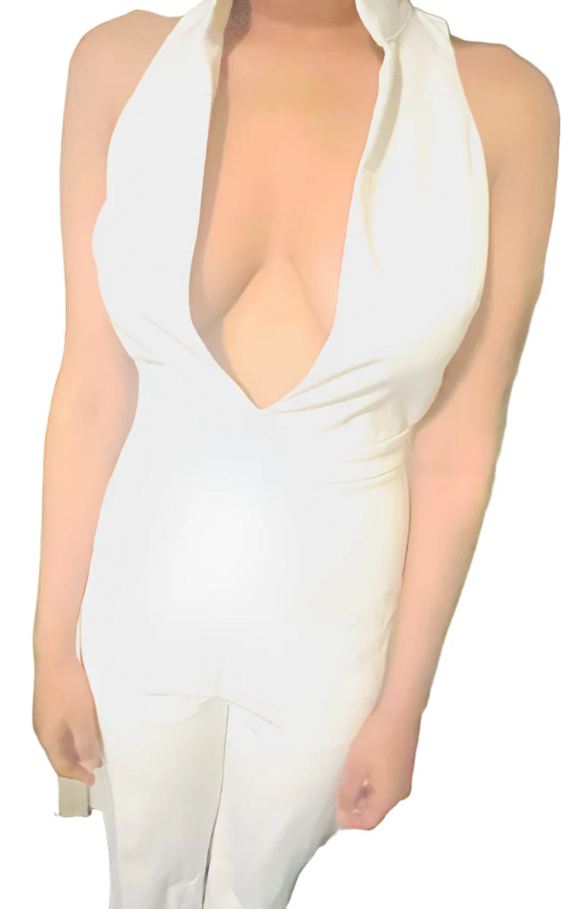 White Backless Jumpsuit