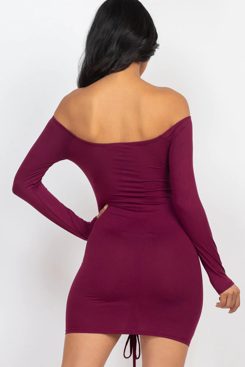 Off Shoulder Drawstring Dress