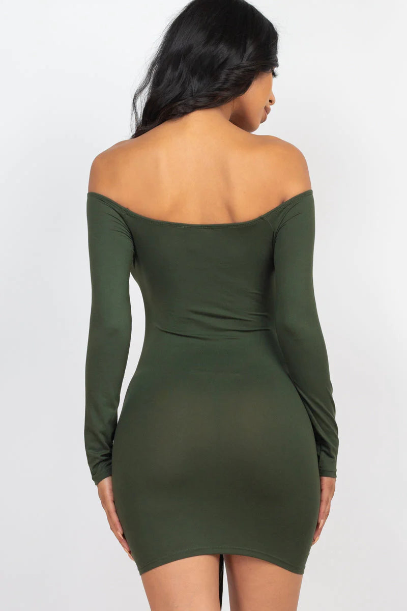 Off Shoulder Drawstring Dress