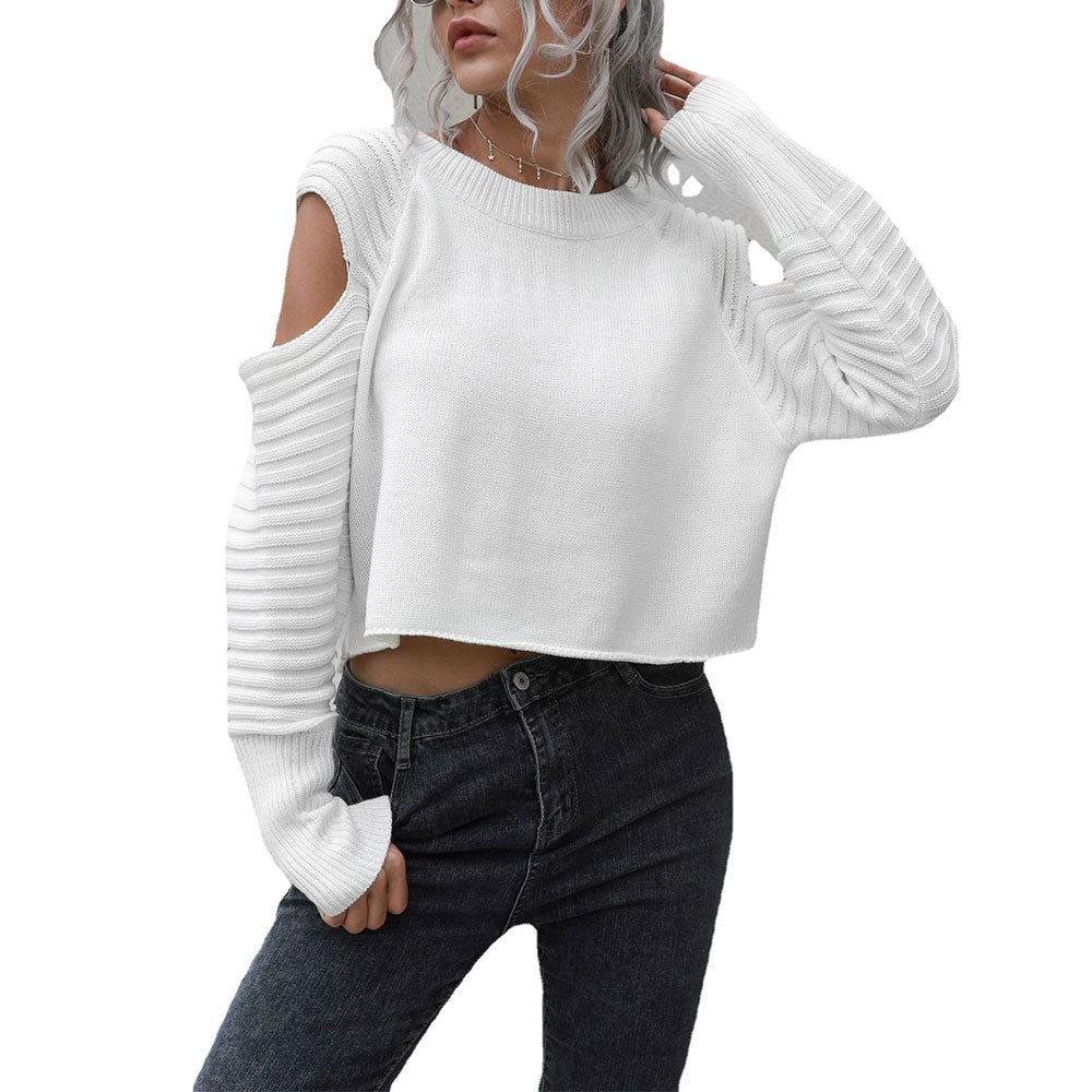 Woman's Short Sweater (with Hollow off the Shoulder)