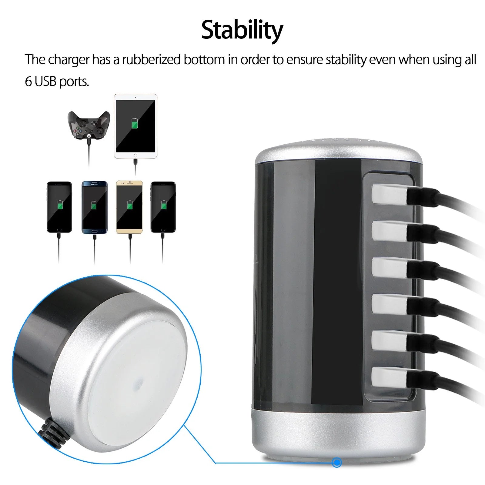 6 USB Ports Hub 6A/30W Rapid Charging Station