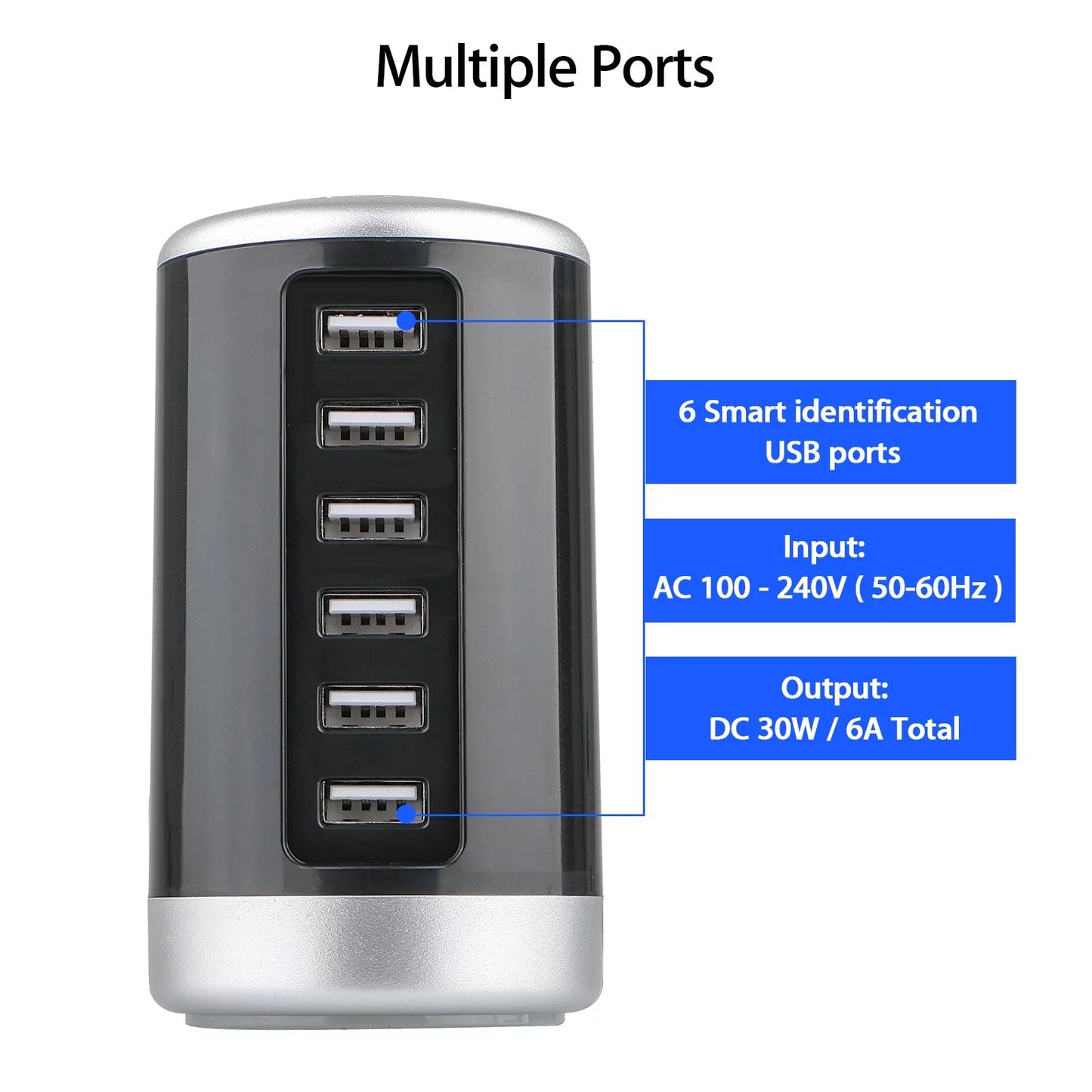 6 USB Ports Hub 6A/30W Rapid Charging Station