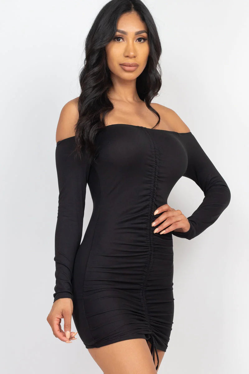 Off Shoulder Drawstring Dress